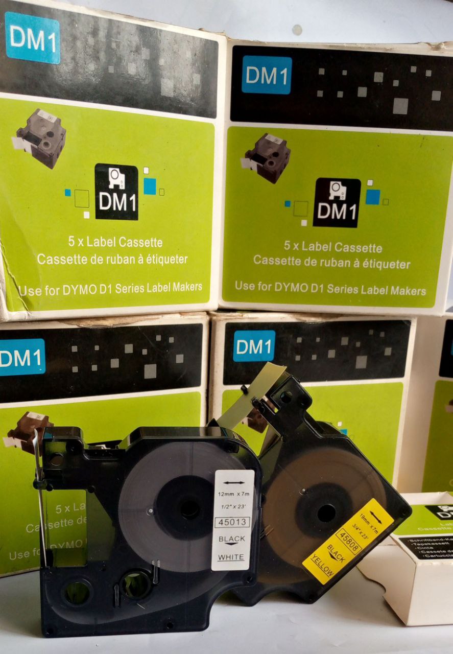 Dymo D1 Label Maker 12MM 7M Black On Yellow Tape Cartridge F