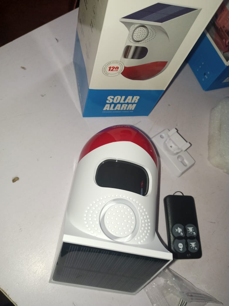 Solar and Battery Powered Alarm Sounder + Flashlight +Remote